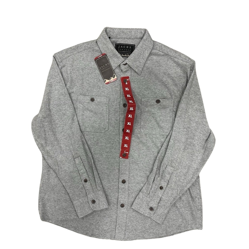 Jachs New York Men's‎ Light Grey Button Down Shirt Size XL Knit Long Sleeve NWT